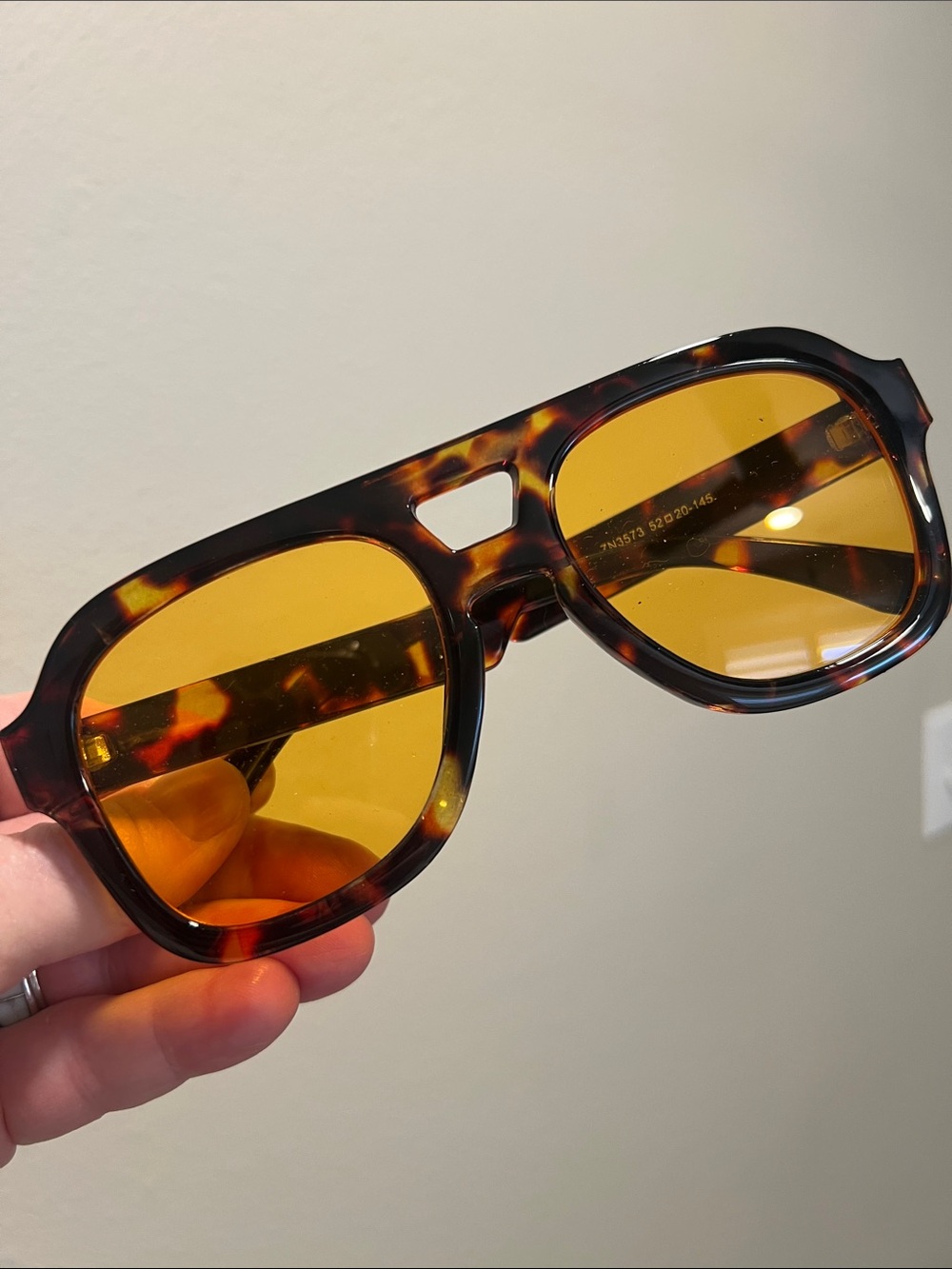 Tortoise Shell Sunglasses With Orange Lenses New Aviator Chunky Bold Unique